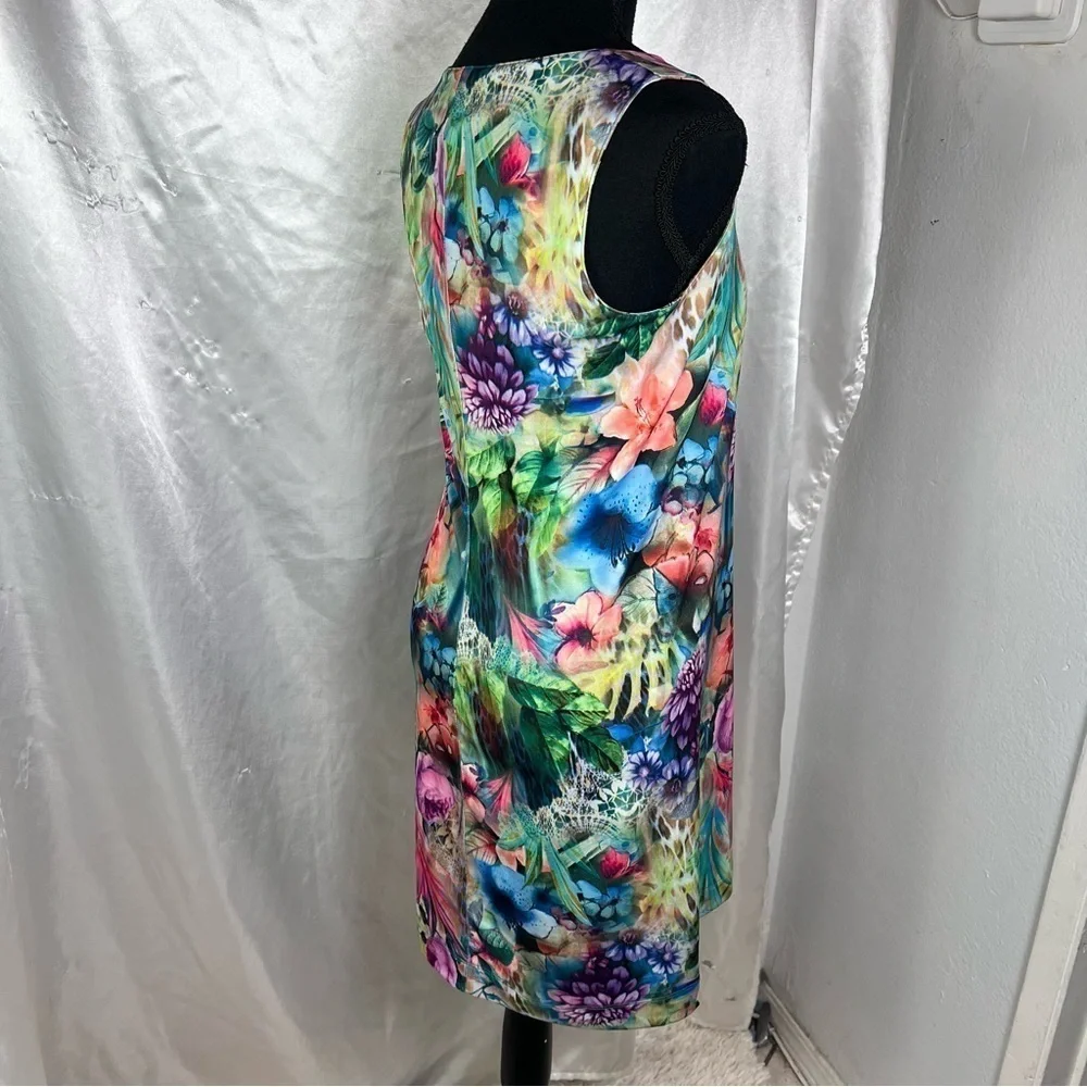 Carmen Marc Valvo Vibrant Floral Knit Sleeveless Dress – Size XS